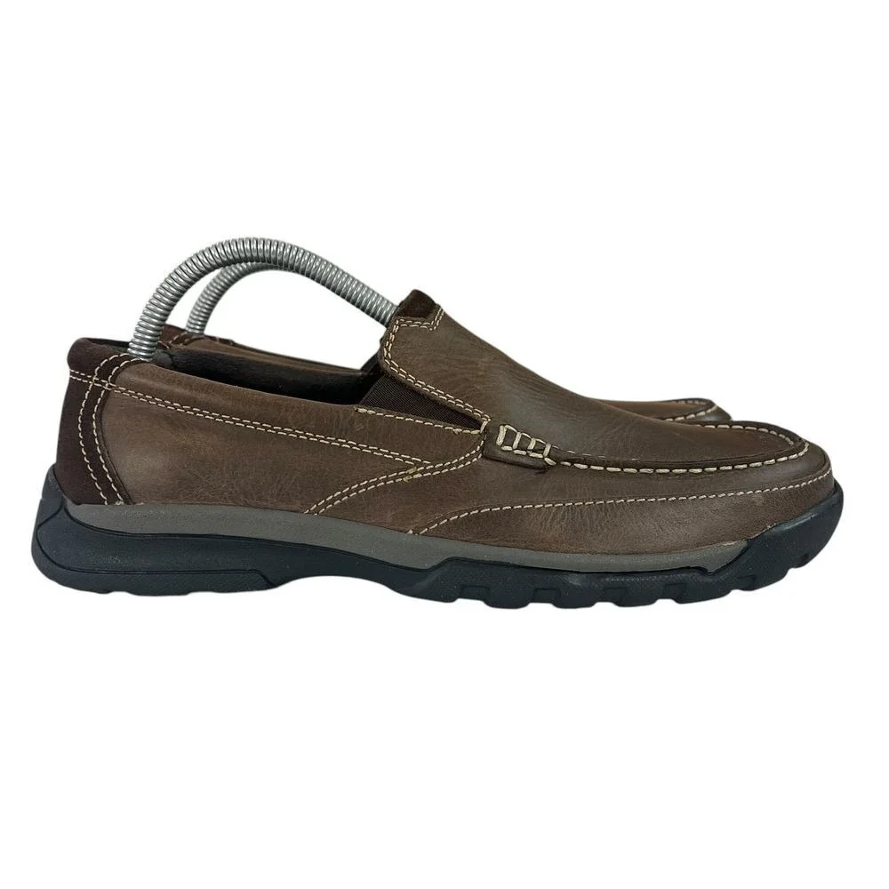 Florsheim Mens 7.5 Leather Slip On Loafers Retro Dad Old School Casual Shoes